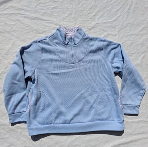 Vintage  Blair Pastel Sweater Womens Size XL Periwinkle Quarter Zip 1/4 Plaid